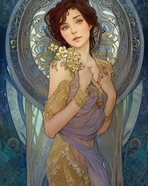 Image similar to romance | highly detailed | very intricate | art nouveau | gold filigree | romantic storybook fantasy | soft cinematic lighting | award - winning | disney concept art watercolor illustration by mandy jurgens and alphonse mucha and alena aenami | pastel color palette | featured on artstation