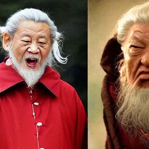 Image similar to xi jinping playing gandalf in lord of the rings movie