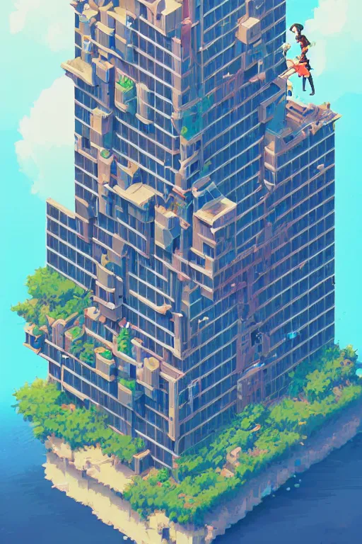 Prompt: Isometric pixelart building, by Jesper Ejsing, RHADS, Makoto Shinkai and Lois van baarle, ilya kuvshinov, rossdraws global illumination