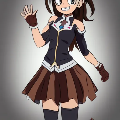 Image similar to concept art for a cute brown my hero academia costume for females, detailed