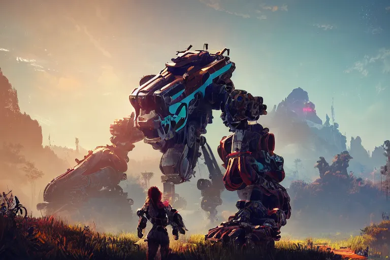 Image similar to stalker machine mecanical creature robot of horizon forbidden west horizon zero dawn radiating a glowing aura global illumination ray tracing hdr fanart arstation by ian pesty and alena aenami artworks in 4 k
