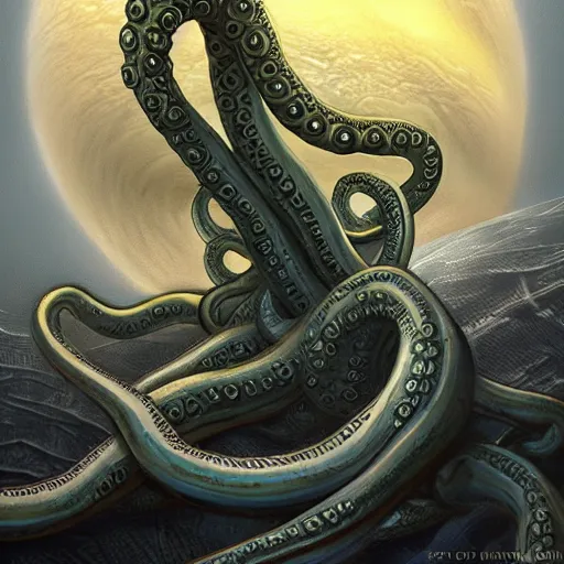 Image similar to tentacles covering earth, sci - fi, twisted tentacles, amazing 4 k high quality digital art, trending on artstation, award - winning