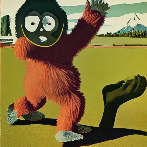 Image similar to midcentury kodachrome photograph big foot