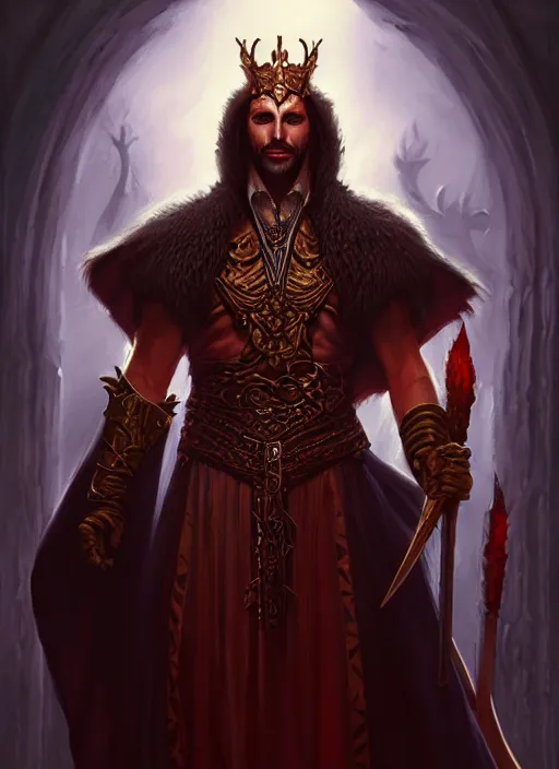 Prompt: a _ fantasy _ style _ portrait _ painting _ of king asmodeus, dnd, wicked, oil _ painting _ unreal _ 5 _ daz. _ rpg _ portrait _ extremely _ detailed _ artgerm _ greg _ rutkowski _ greg