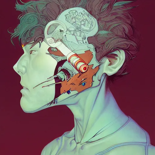 Image similar to prompt : doomer portrait soft light painted by james jean and katsuhiro otomo and erik jones, inspired by akira anime, smooth face feature, intricate oil painting, high detail illustration, sharp high detail, manga and anime 1 9 9 9