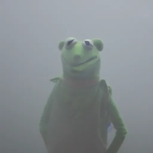 Prompt: Kermit the Fog made of fog and mist