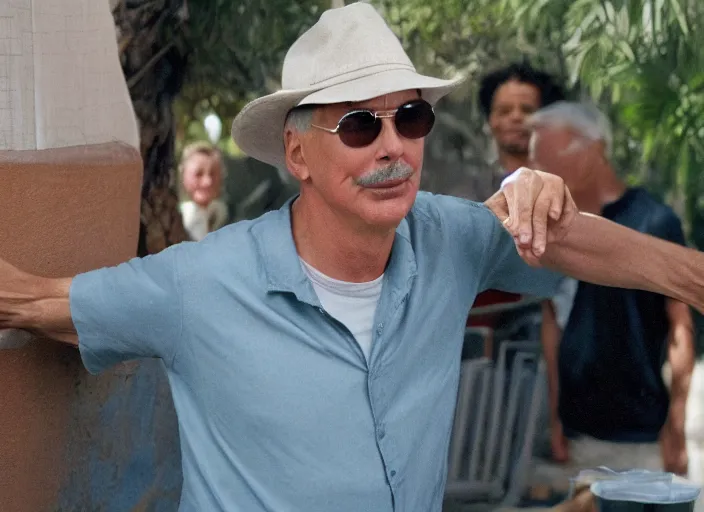 Image similar to film still of Mark Harmon hiding a body in the new Weekend at Bernies movie, 8k