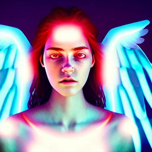 Image similar to portrait art of female angel, art by alessio albi 8 k ultra realistic, angel wings, lens flare, atmosphere, glow, detailed, intricate, full of colour, led lighting, trending on artstation, 4 k, hyperrealistic, focused, extreme details, unreal engine 5, masterpiece