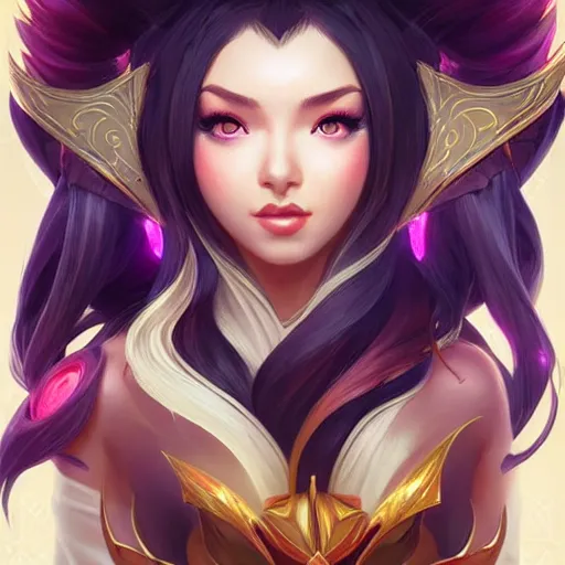 Image similar to perfectly - centered - portrait of ahri from league of legends, intricate, highly detailed, digital painting, artstation, concept art, smooth, sharp focus, illustration, unreal engine 5, 8 k, art by artgerm and greg rutkowski and alphonse mucha