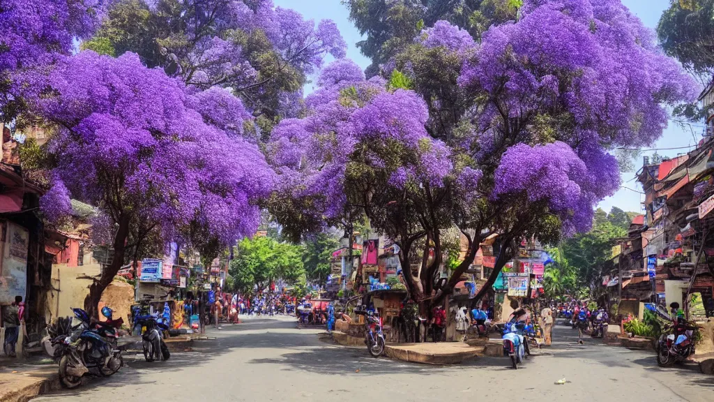 Image similar to jacaranda trees in kathmandu city streets