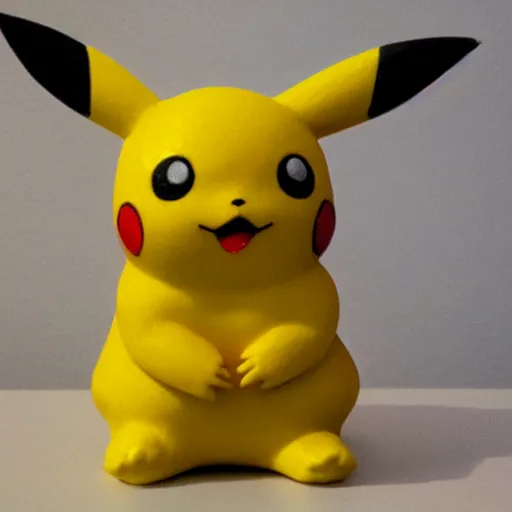 Prompt: Pikachu Sculpture made out of pebbles