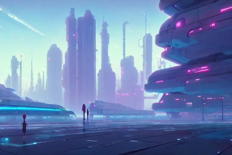 Prompt: abandoned futuristic city on a mountain fogged in the colorful clouds style of makoto shinkai studio ghibli, james gilleard greg rutkowski chiho aoshima