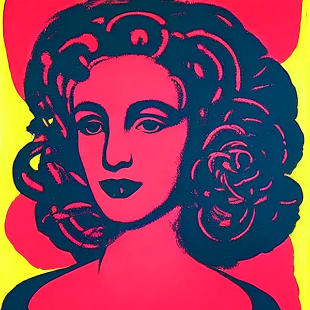 Image similar to a beautiful painting medusa's head is in the rose, by by andy warhol and henri matisse painting