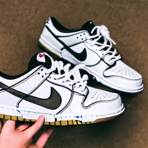 Image similar to a pair of nike dunk low panda photograph