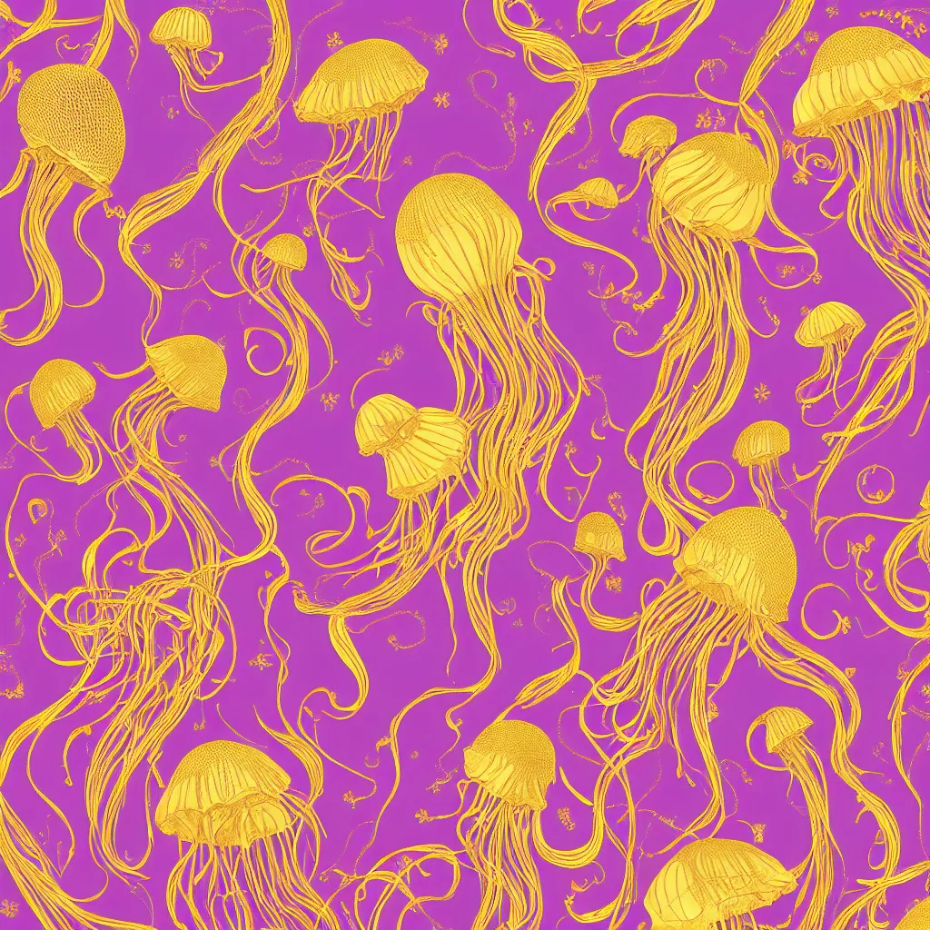 Image similar to Golden purple dress design in the style of rococo,Victorian era,jellyfish element,dreamy, soft,Backlight ,luminescence,highly detailed,8k