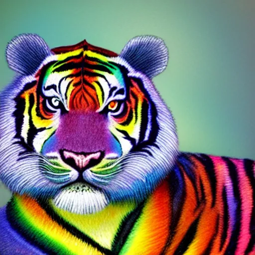 Prompt: Realistic rainbow tiger