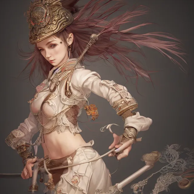 Image similar to studio portrait of neutral good colorful female cleric bard healer as absurdly beautiful, elegant, young skinny gravure idol, ultrafine hyperrealistic illustration by kim jung gi, irakli nadar, intricate linework, sharp focus, bright colors, octopath traveler, final fantasy, unreal engine highly rendered, global illumination, radiant light, detailed intricate environment