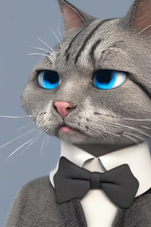 Image similar to a cat wearing a formal overcoat, portait photo, profile picture, hyperrealistic, concept art, octane render, unreal engine 5, digital art, high quality, highly detailed, 8K, cute, defined face, elegant clothes, trending on DeviantArt, Pixar style