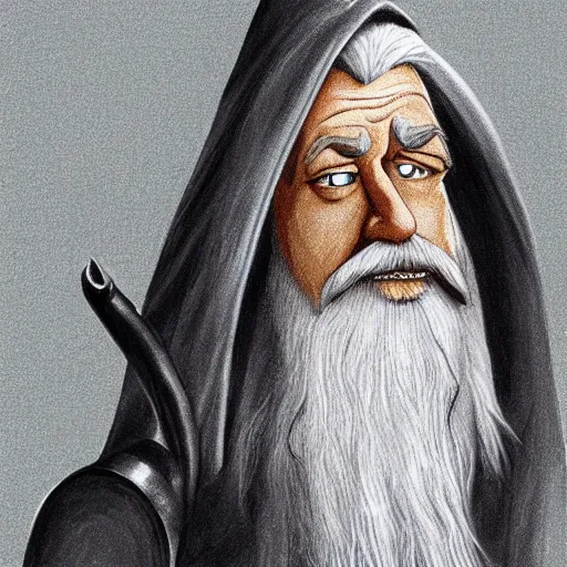 Image similar to gandalf portrait, simpsons cartoon style.