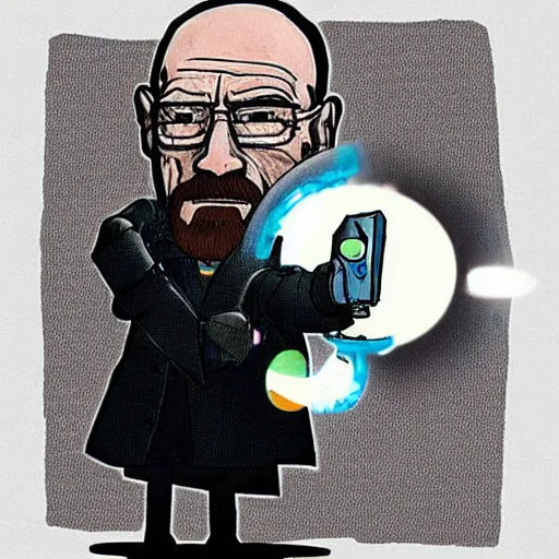 Image similar to “Walter white holding a portal gun in a portal 2 chamber”