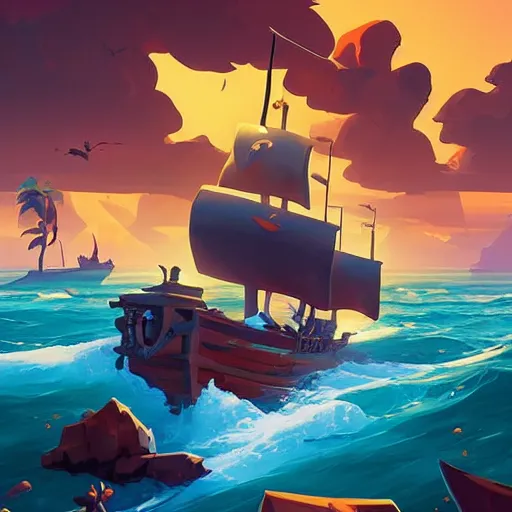 Image similar to painting treasure on sea of thieves game smooth median photoshop filter cutout vector, behance hd by jesper ejsing, by rhads, makoto shinkai and lois van baarle, ilya kuvshinov, rossdraws global illumination