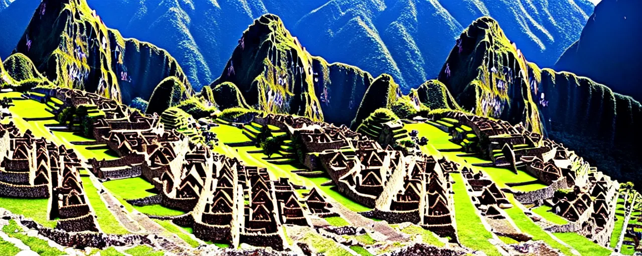 Image similar to machu picchu in the 1 4 0 0 s, with spaghetti, antiquity, canon 5 0 mm, wes anderson, kodachrome