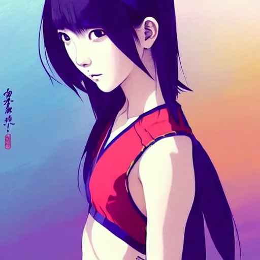 Image similar to a beautiful boyish japanese emma watson alluring instagram model, wearing elegant japanese hiphop leotard outfit with subtle mayan patterns and native fashion, aztec street fashion bathing suit, jrpg fashion, gapmoe yandere grimdark, trending on pixiv fanbox, painted by greg rutkowski makoto shinkai takashi takeuchi studio ghibli, akihiko yoshida