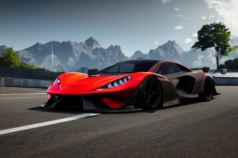 Image similar to photo wallpaper sport car gran turismo 7 forza horizon need for speed fast and furious 5 unreal engine supercar hypercar game concept car octane render, 4 khd 2 0 2 2 3 d cgi rtx style chrome reflexion global illumination ray tracing hdr arstation pixar and disney unreal