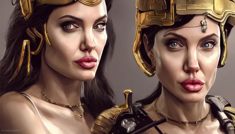 Image similar to Angelina Jolie is Athena, hyperdetailed, artstation, cgsociety, 8k