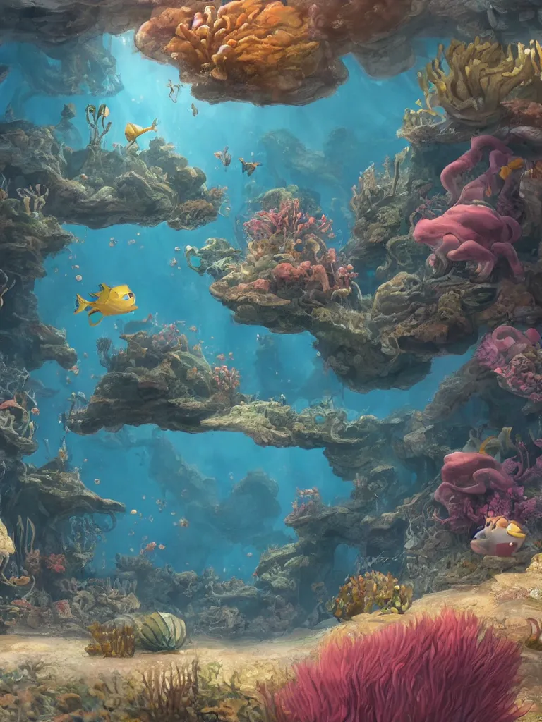 Image similar to underwater by Disney Concept Artists, blunt borders, rule of thirds