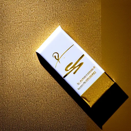 Image similar to white and gold chocolate packaging, ultrarealistic, smooth, sharp focus, great light,