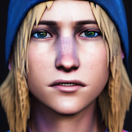 Image similar to photograph portrait of Chloe Price, intricate detail, sigma 85mm f/1.4, 4k, depth of field, high resolution, 4k, 8k, hd, full color