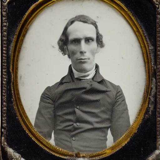 Prompt: a daguerreotype of a man.
