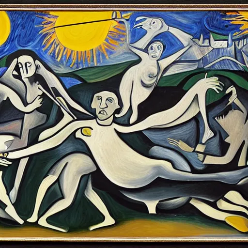 Image similar to guernica painting in the style of van gogh, 4 k