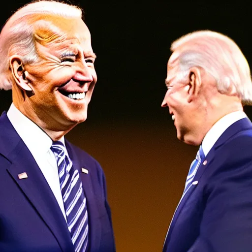 Image similar to photo of joe biden smiling in the shadows, scary