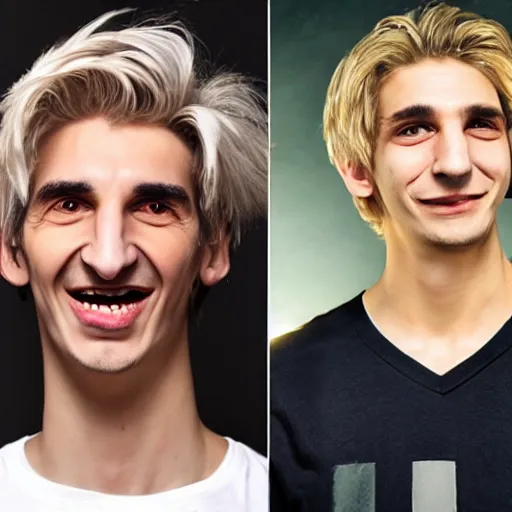 Image similar to really ugly xqc, big nose, crookedd teeth