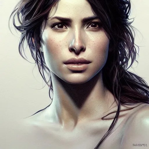 Image similar to ultra realistic illustration, sarah shahi from last of us, intricate, elegant, highly detailed, digital painting, artstation, concept art, smooth, sharp focus, illustration, art by artgerm and greg rutkowski and alphonse mucha