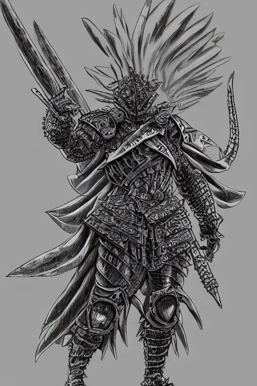 Image similar to artichoke armoured warrior, symmetrical, highly detailed, digital art, sharp focus, trending on art station, kentaro miura art style