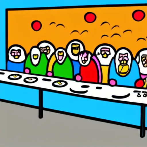 Image similar to the last supper in the style of thierry noir