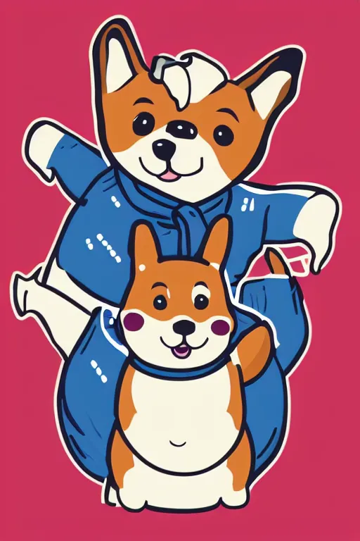 Image similar to Portrait of a corgi as a sumo wrestler, sticker, colorful, illustration, highly detailed, simple, smooth and clean vector curves, no jagged lines, vector art, smooth