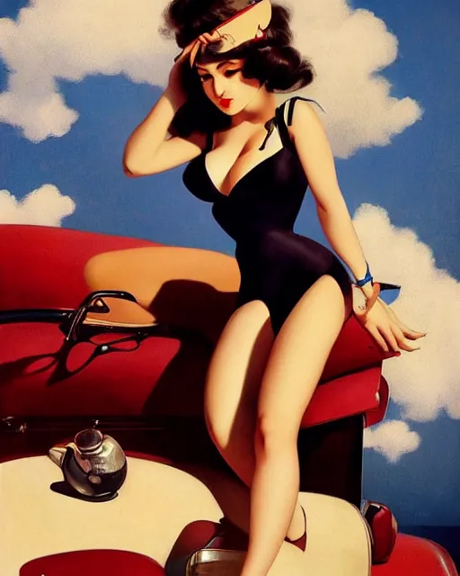 Prompt: Ril Mayer by gil Elvgren and Ilya kuvshinov