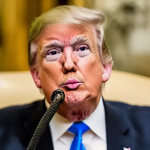 Prompt: candid portrait photo of president trump at his desk eating crumpled up papers shoving them in his mouth, detailed portrait, 4 k, megapixel, sony a 7 s, f / 8, 2 4 mm lens