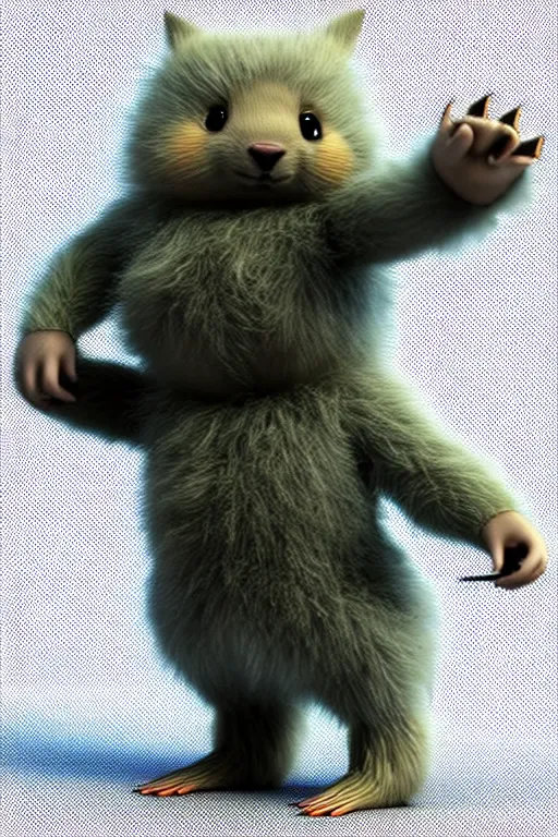 Image similar to high quality 3 d render sci - fi very cute fluffy! wombat!! cyborg soldier with futuristic mechanical parts, cyberpunk monocle!, highly detailed, unreal engine cinematic smooth, in the style of detective pikachu, hannah yata charlie immer, dark blue neon light, low angle, uhd 8 k, sharp focus