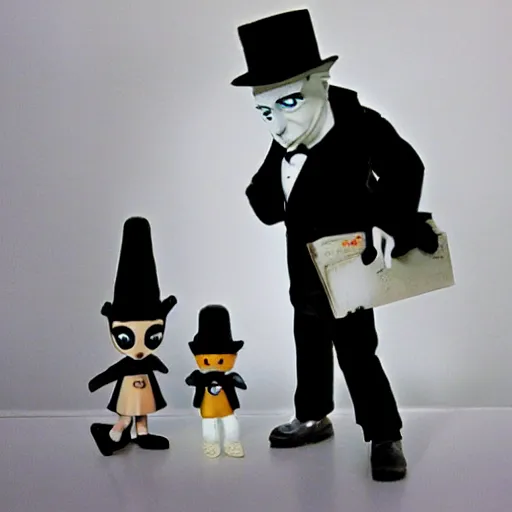 Image similar to A film noir in the style of Dr Caligari featuring the Sylvanian family