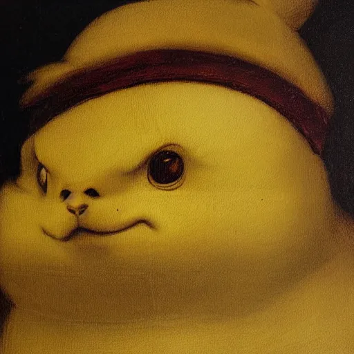 Image similar to Leonardo da Vinci portrait of Pikachu, intricate oil painting