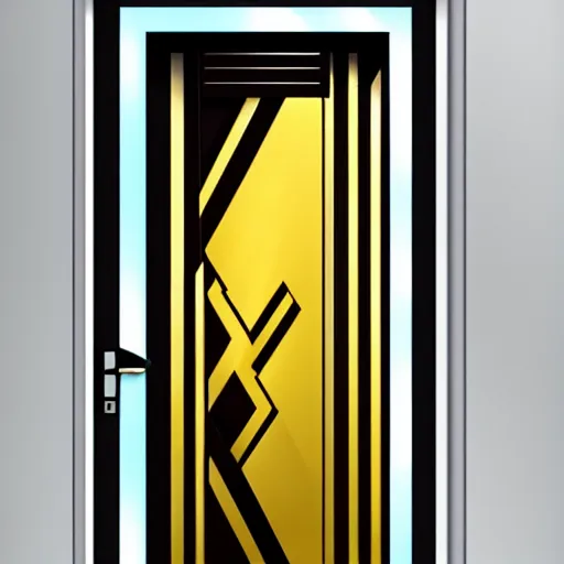 Image similar to hyperrealistic art - deco sci - fi door