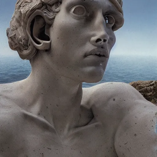 Image similar to peter tarka, minimalistic, broken giant marble head statue ruins, hyperrealistic surrealism, award winning masterpiece with incredible details, epic stunning, infinity pool, a surreal vaporwave liminal space, highly detailed, trending on ArtStation, artgerm and greg rutkowski and alphonse mucha, daily deviation, IAMAG