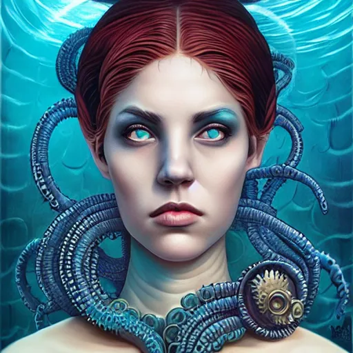 Image similar to underwater queen portrait lovecraft lovecraftian, Pixar style, by Tristan Eaton Stanley Artgerm and Tom Bagshaw.