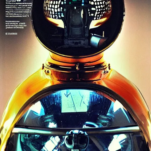 Image similar to beautiful extreme closeup portrait photo in style of frontiers in human deep diving helmet science fashion magazine September retrofuturism edition, highly detailed, soft lighting