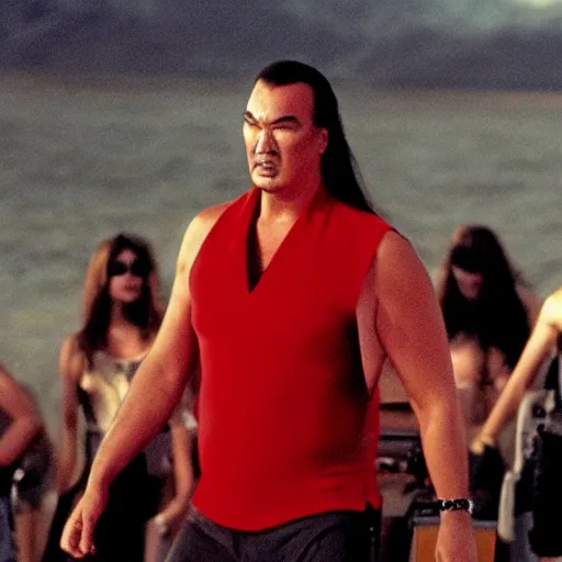 Image similar to steven seagal appearing as the hero in baywatch